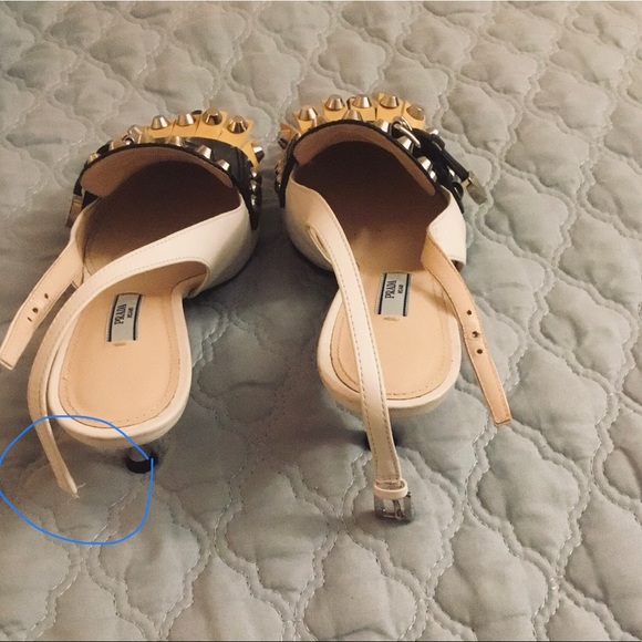 Prada Stud-embellished leather slingback pumps - Picture 7 of 8